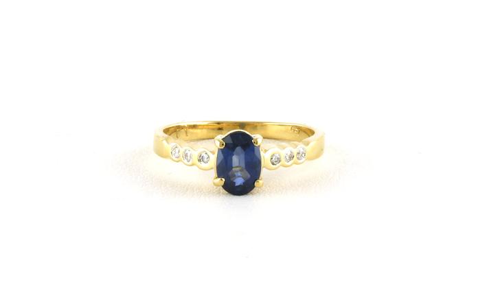 content/products/Estate Piece: 7-Stone Oval-cut Sapphire and Bezel-set Diamond Ring in Yellow Gold (0.86cts TWT)