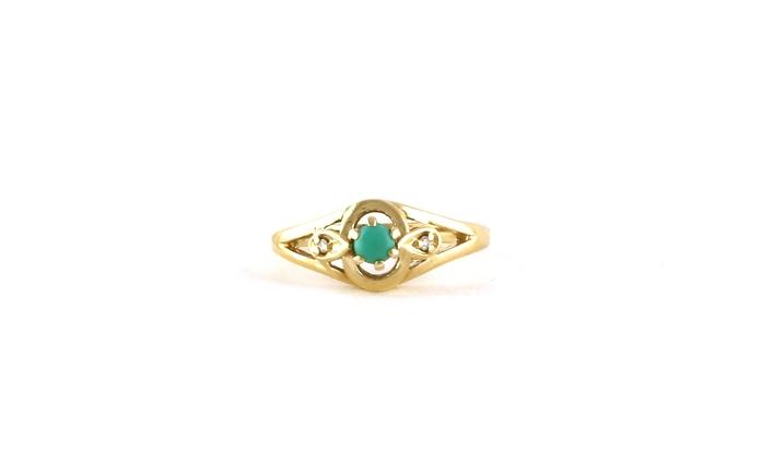 content/products/Estate Piece: Petite 3-Stone Turquoise and Diamond Ring in Yellow Gold