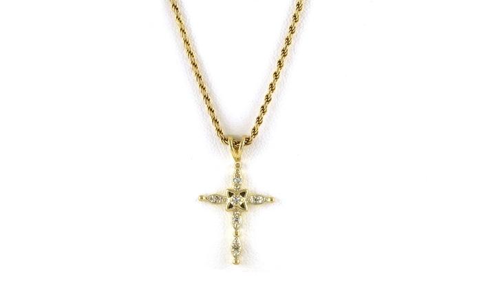 content/products/Estate Piece: Vintage-style Cross Diamond Necklace in Yellow Gold (0.10cts TWT)
