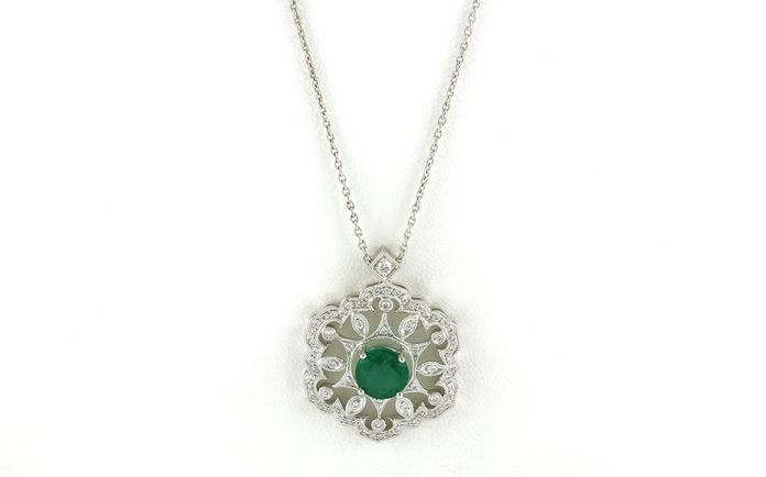 content/products/Antique-style Filligree Emerald and Diamond Necklace in White Gold