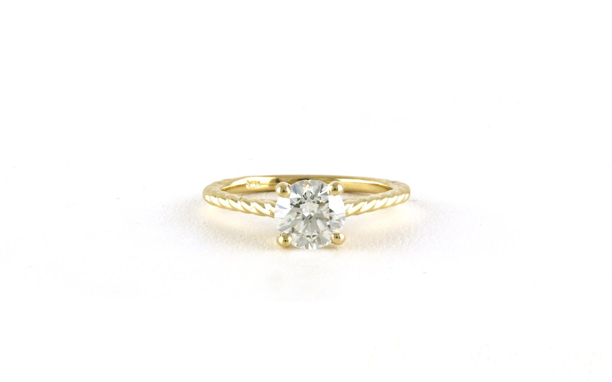 4-Prong Solitaire Diamond Engagement Ring with Rope Detail in Yellow Gold (1.19cts)
