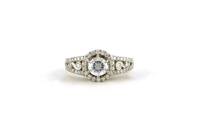 content/products/Halo-style Split Shank Engagement Ring Mounting with Bezel-set Diamond Accents in White Gold (0.65cts TWT)