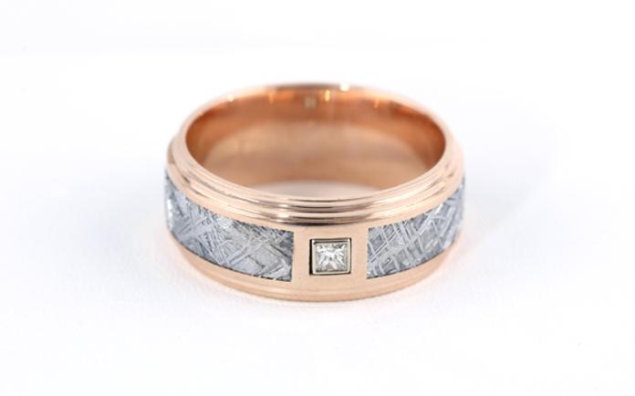 content/products/Rose Gold and Meteorite Wedding Band with Diamond