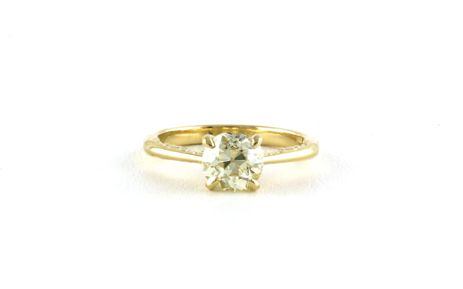Diamond Engagement Ring with Peek-a-Boo Diamonds and Engraved Details in Yellow Gold (1.50cts)