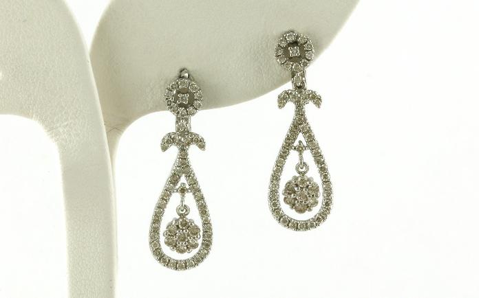 content/products/Estate Piece: Teardrop Diamond Dangle Earrings in White Gold (1.25cts TWT)