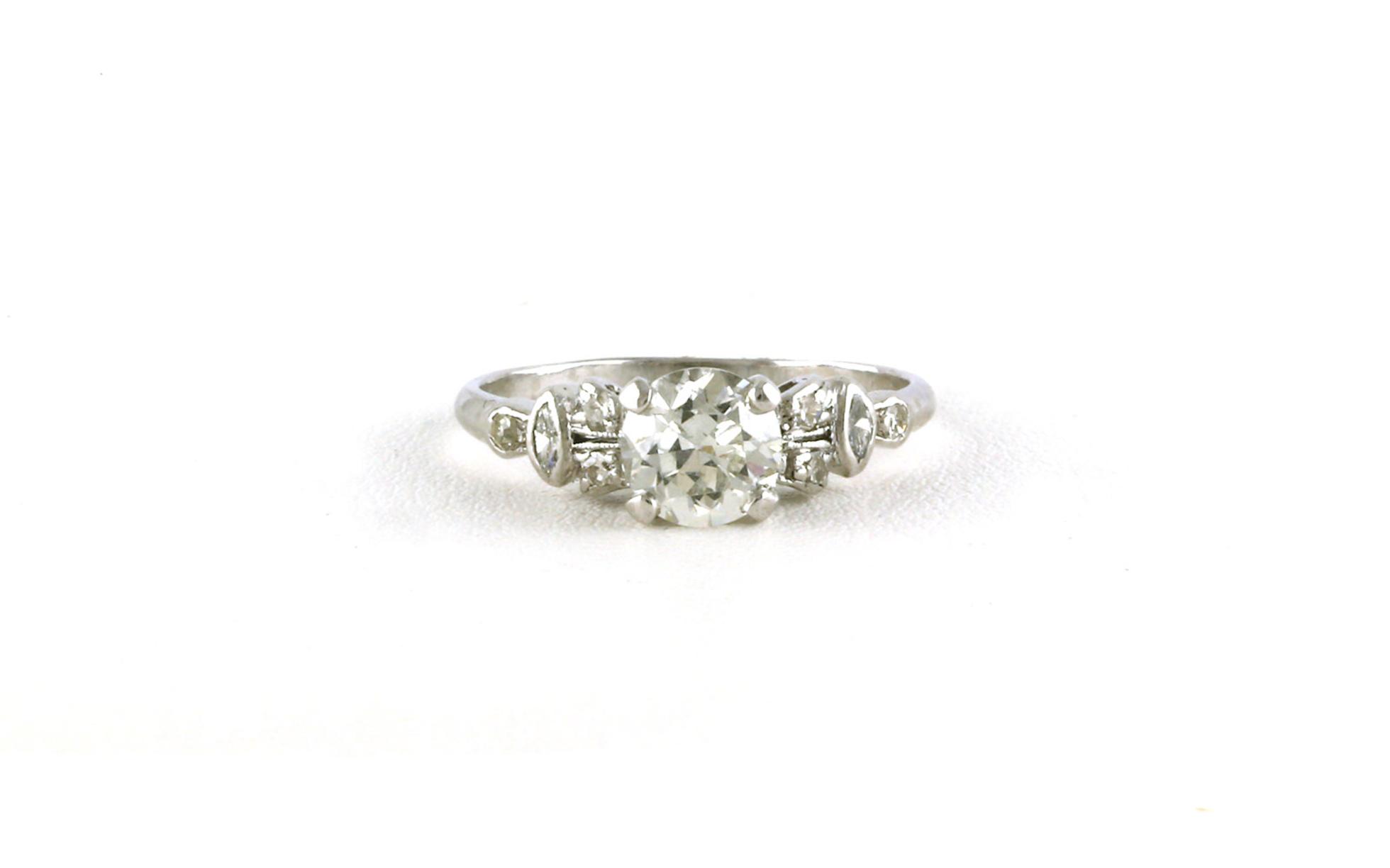 Estate Piece: Leaf Cluster-accent Diamond Ring in Platinum (1.01cts TWT)