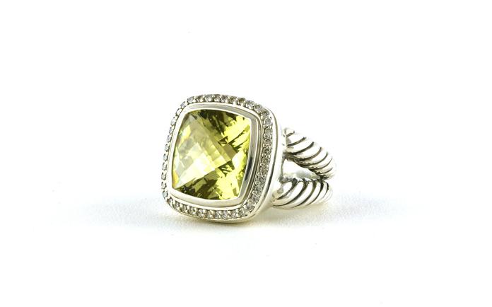 content/products/Estate Piece: David Yurman Halo-style Cushion-cut Lemon Citrine Ring in Sterling Silver