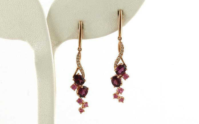 content/products/Cluster Dangle with Rhodolite Garnets, Pink Sapphires, and Diamonds in Rose Gold (2.50cts TWT)