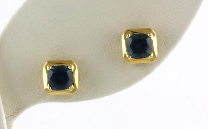 content/products/Geometric-style Cushion-cut Montana Sapphire Stud Earrings in Yellow Gold (1.60cts TWT)