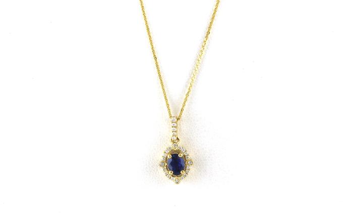 content/products/Halo-style Oval-cut Montana Yogo Sapphire Necklace in Yellow Gold (0.54cts TWT)
