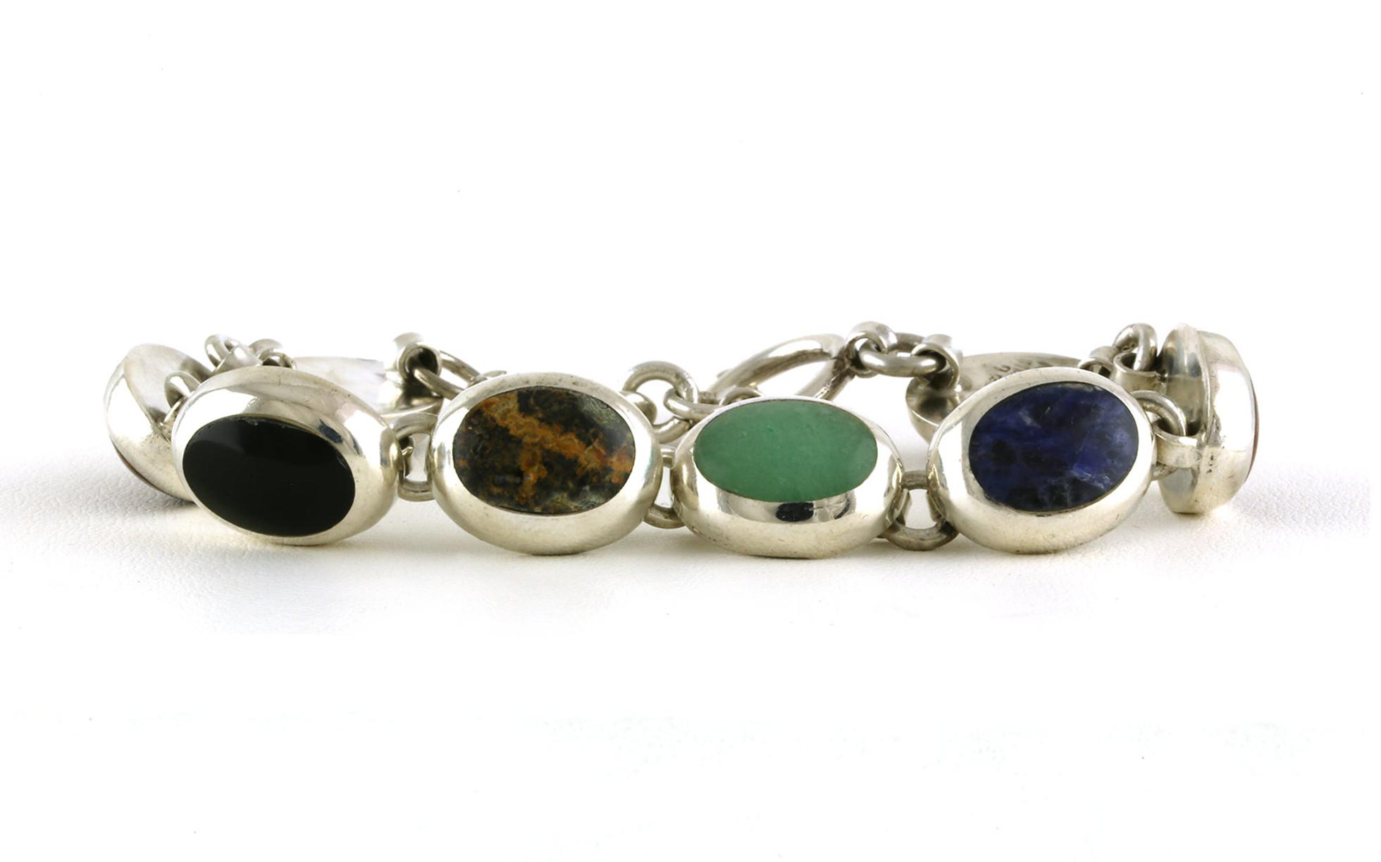 Estate Piece: Bezel-set Multiple Colored Stone Bracelet in Sterling Silver