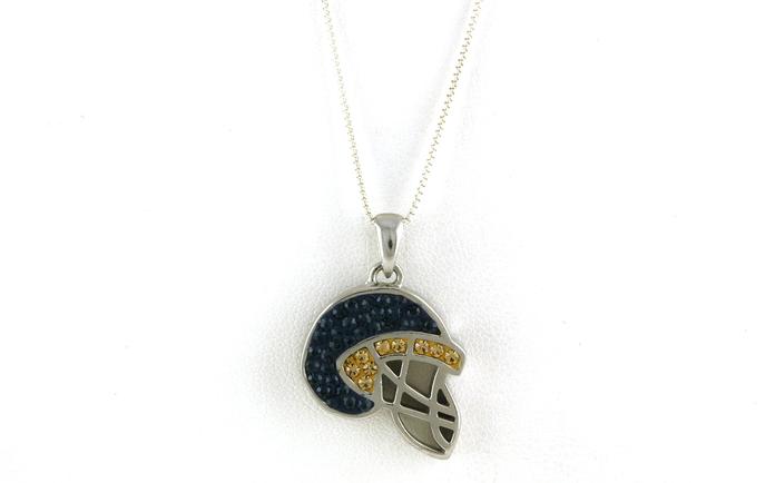 content/products/Montana State Colors Swarovski Crystal Football Helmet Necklace in Sterling Silver