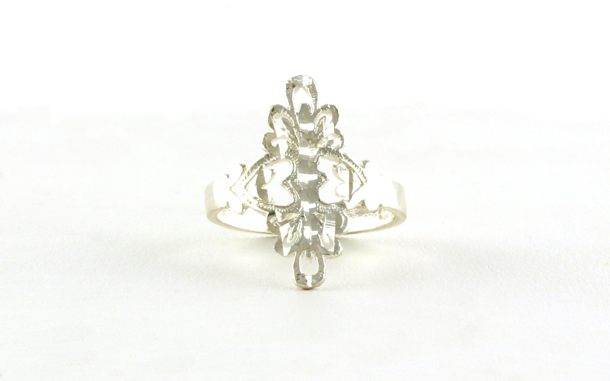 Estate Piece: Double Heart Design Filigree Ring in Sterling Silver
