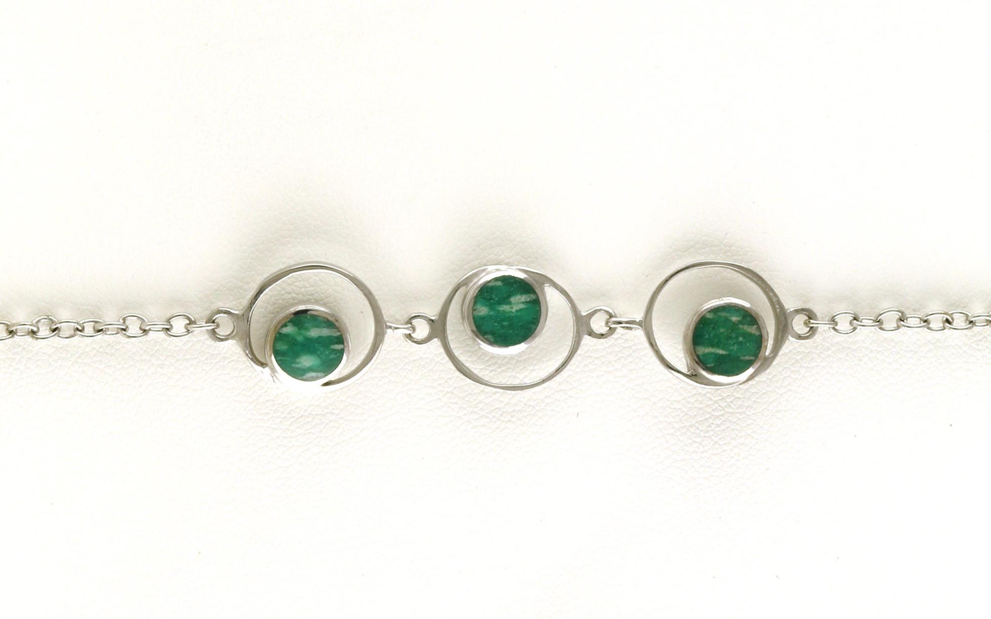 3-Stone Circles Amazonite Bracelet in Sterling Silver