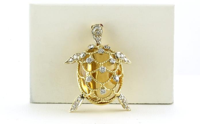 content/products/Estate Piece: Turtle Citrine and Diamond Pin with Ruby Eye in Yellow Gold
