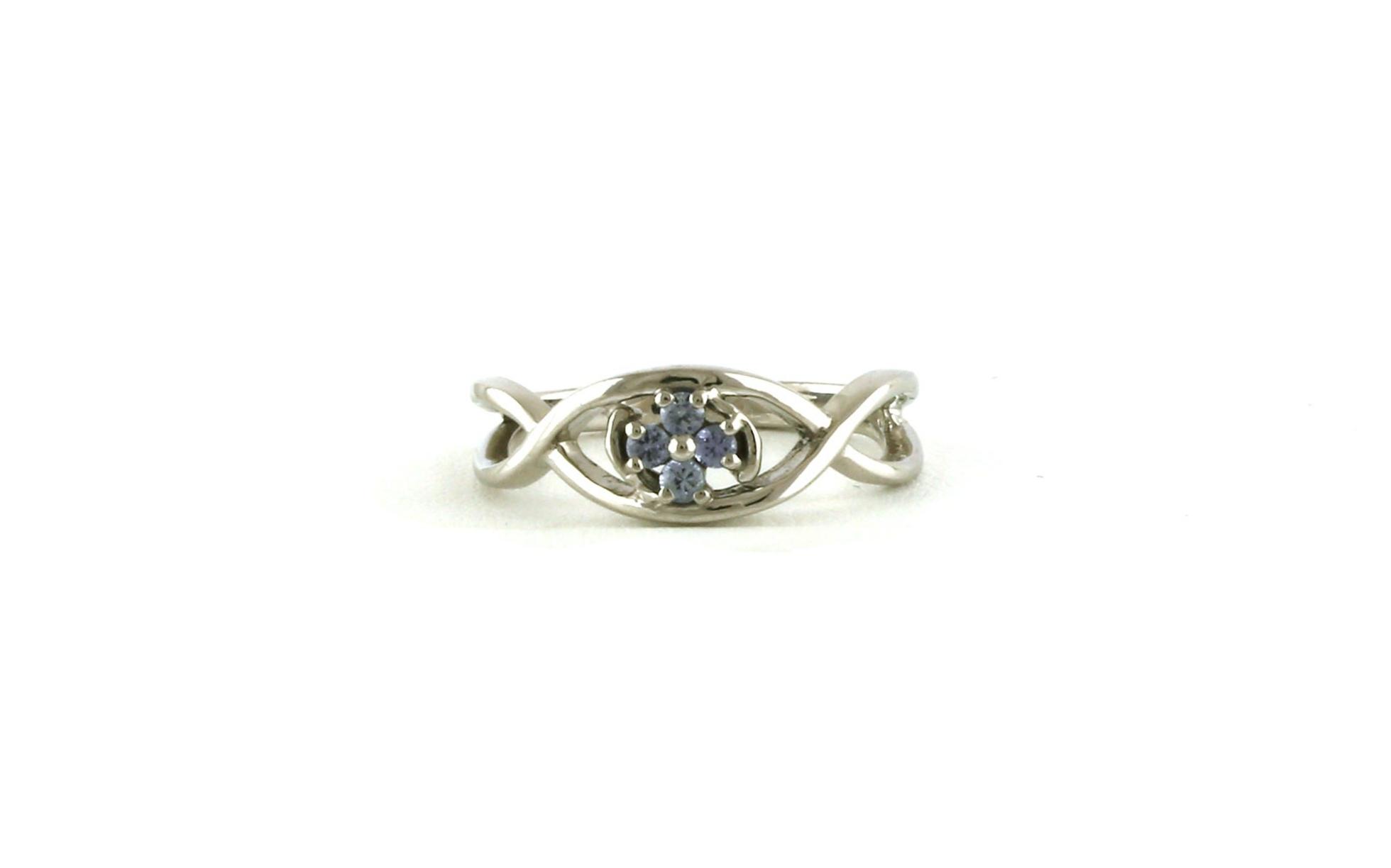 Woven 4-Stone Floral Cluster Montana Yogo Sapphire Ring in Sterling Silver (0.12cts TWT)