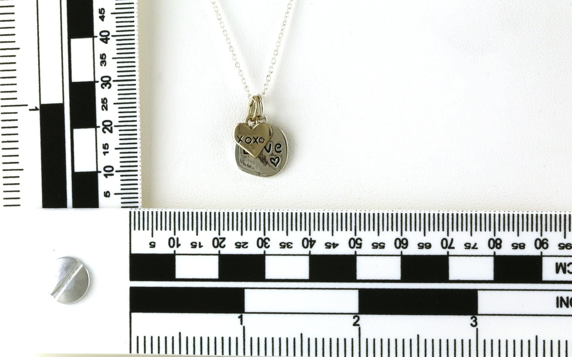 Estate Piece: Love XO Heart Charm Necklace in Sterling Silver scale