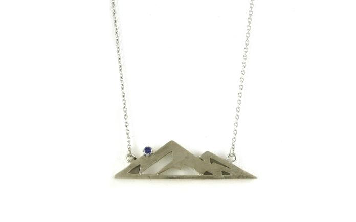content/products/Mountain Silhouette Montana Yogo Sapphire Bar Necklace with Sandblasted Finish in Sterling Silver (0.05cts TWT)