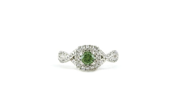 content/products/Estate Piece: Halo-style Woven Demantoid Garnet and Diamond Ring in White Gold (0.93cts TWT)