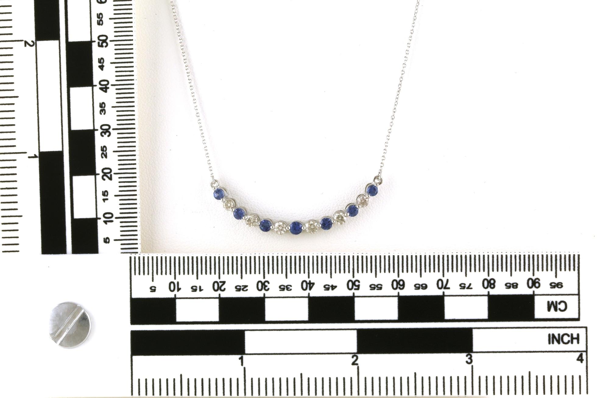 Share-prong Curved Bar Montana Yogo Sapphire and Diamond Necklace (0.95cts TWT) Scale