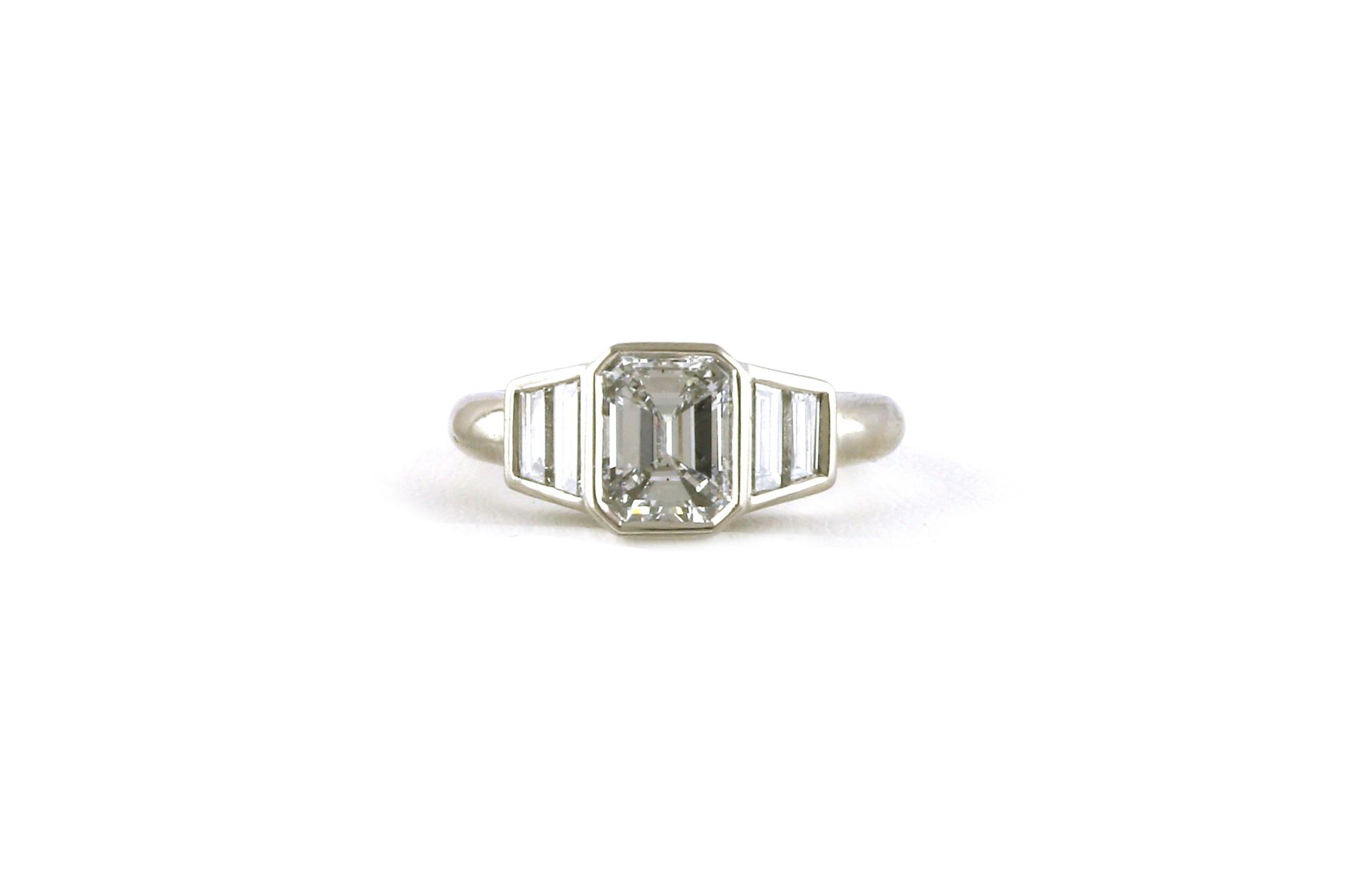 3-Stone Style Bezel-set Diamond Ring in Platinum (2.11cts TWT)