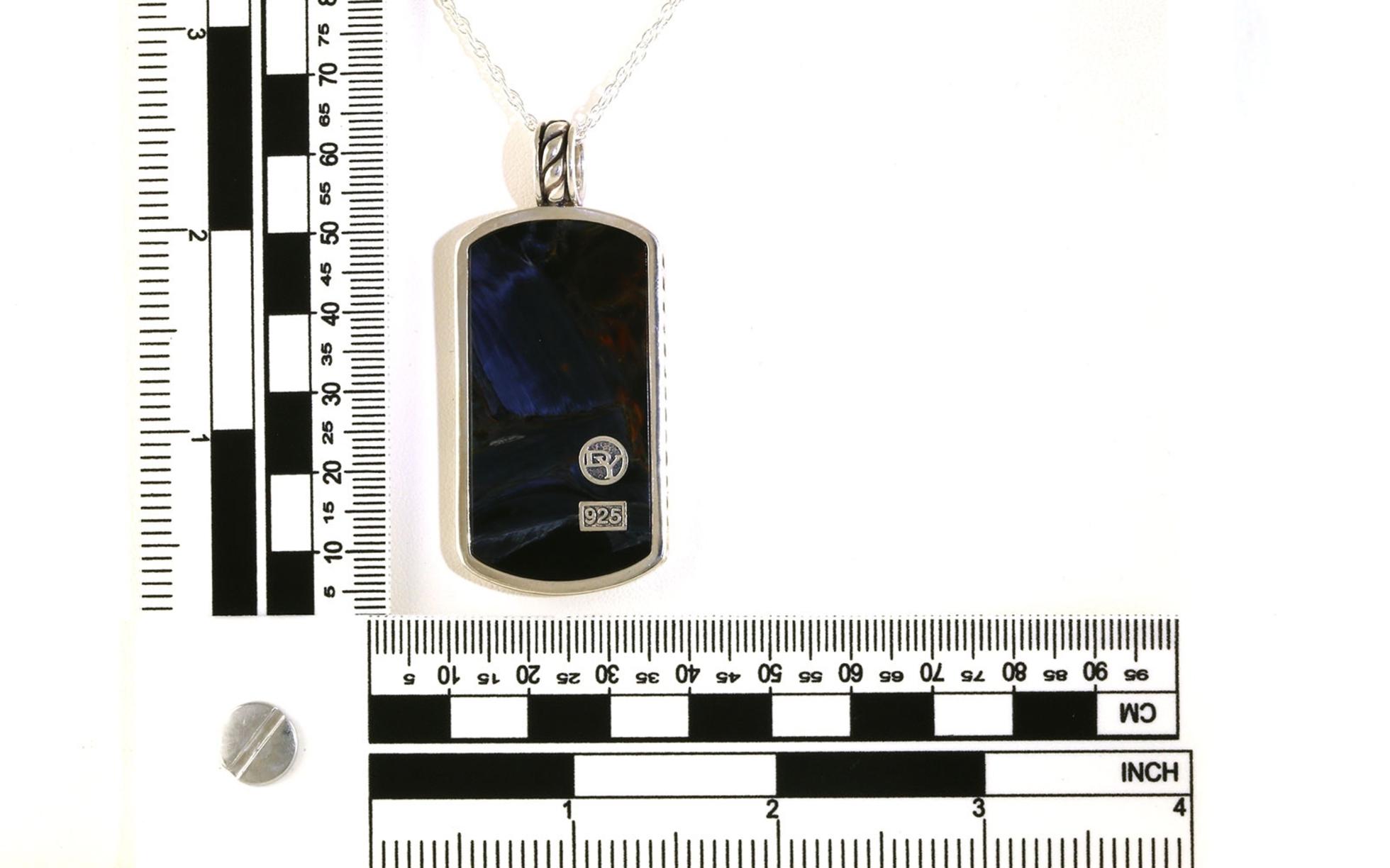 Estate Piece: Large Agate Dog Tag in Sterling Silver Scale
