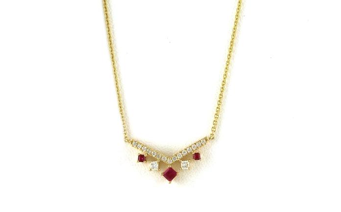 content/products/Split Chain Chevron 5-Dangle Ruby and Diamond Necklace in Yellow Gold (0.37cts TWT)