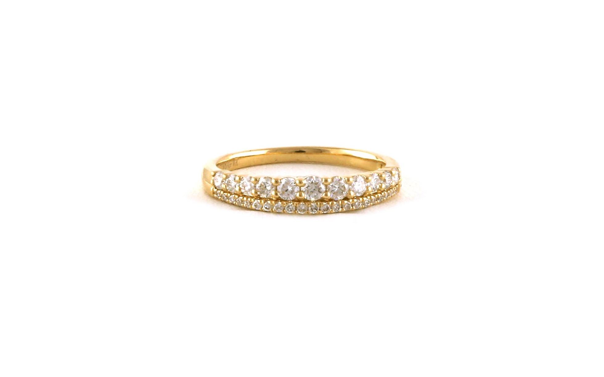 2-Row Graduated Pave Diamond Wedding Band in Yellow Gold (0.53cts TWT)