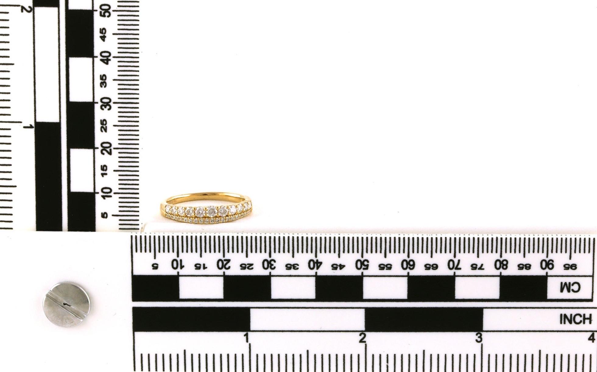 2-Row Graduated Pave Diamond Wedding Band in Yellow Gold (0.53cts TWT) Scale