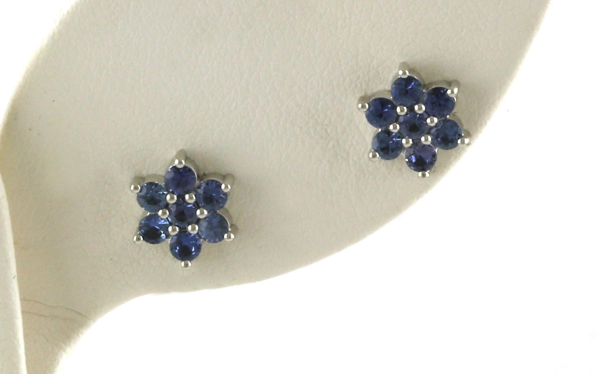 Star Cluster Montana Yogo Sapphire Earrings in White Gold (0.78cts TWT)