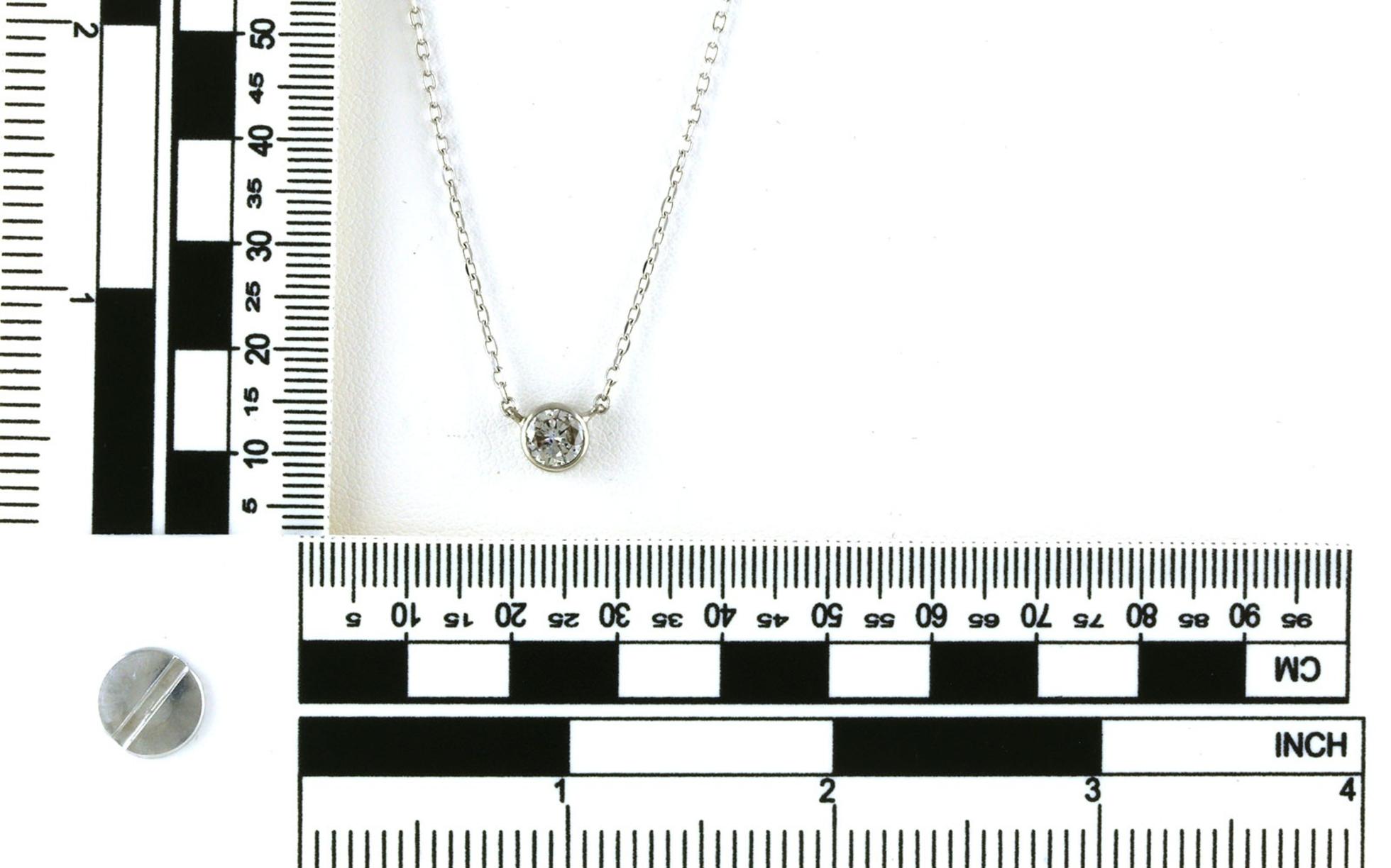 Estate Piece: Solitaire-style Bezel-set Diamond Necklace in Platinum (0.75cts TWT) scale