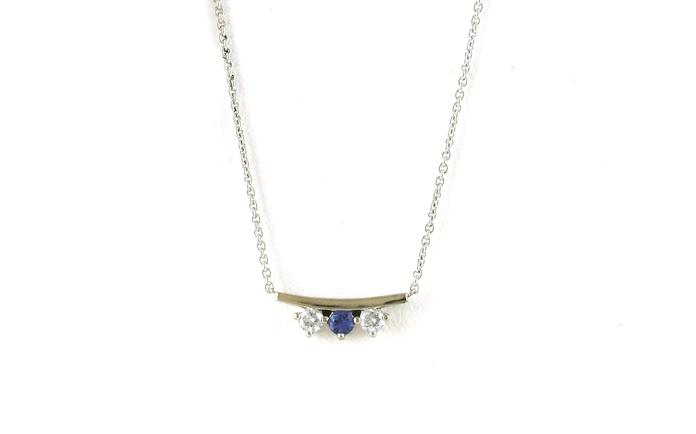 content/products/3-Stone Slightly Curved Bar Montana Yogo Sapphire and Diamond Necklace in White Gold (0.32cts TWT)