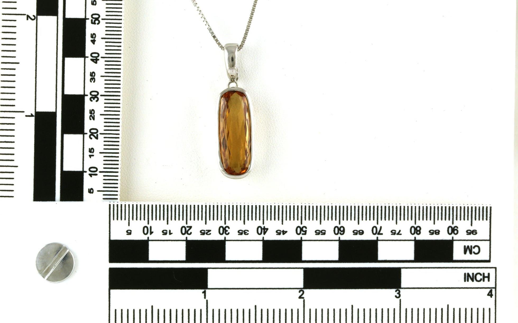 Estate Piece: Bezel-set Oval-cut Imperial Topaz Necklace in White Gold (7.00cts) scale