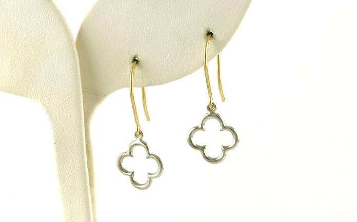 content/products/Estate Piece: Clover Dangle Earrings in Two-tone Yellow and White Gold