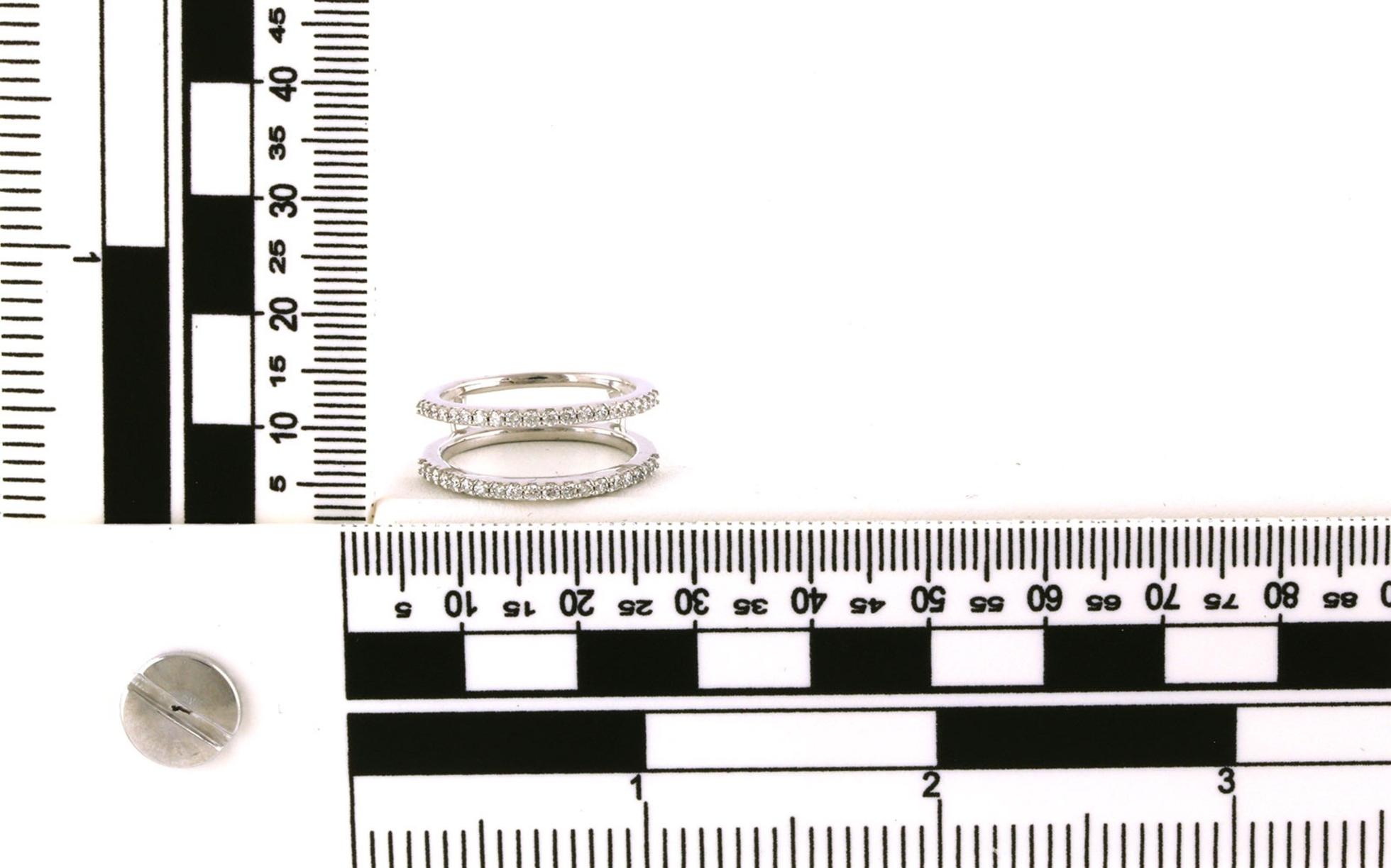 Estate Piece: Straight Double Band Diamond Guard Ring in White Gold (0.50cts TWT) scale