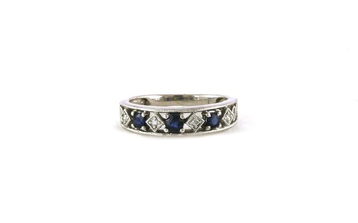 content/products/Estate Piece: 7-Stone Filigree Diamond Pattern Sapphire and Diamond Band in White Gold (0.29cts TWT)