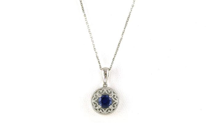 content/products/Filigree Halo Montana Yogo Sapphire Necklace with milgrain Detail in White Gold (0.56cts TWT)