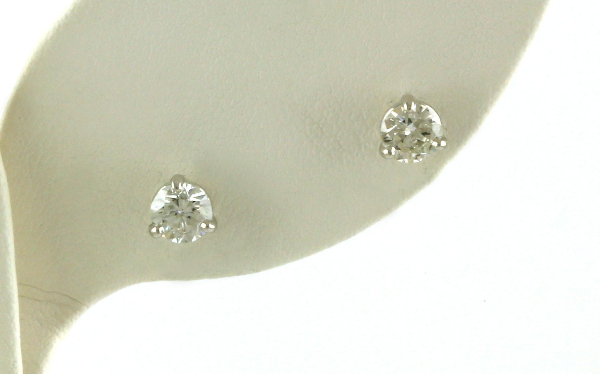 Diamond Stud Earrings in 3-Prong Martini Settings in White Gold (0.68cts TWT)