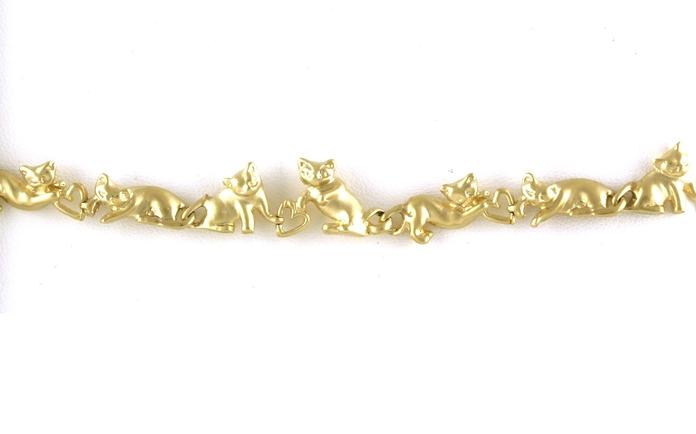 content/products/Estate Piece: Kitties and Hearts Link Bracelet in Yellow Gold