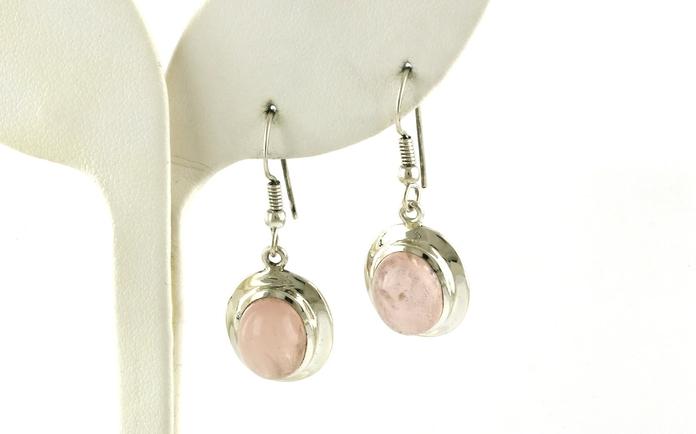 content/products/Estate Piece: Bezel-set Rose Quartz French Hook Earrings in Sterling Silver
