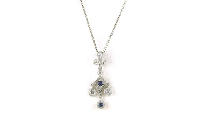 content/products/Vintage-style Chandelier Dangle Montana Yogo Sapphire and Diamond Necklace in White Gold (0.14cts TWT)