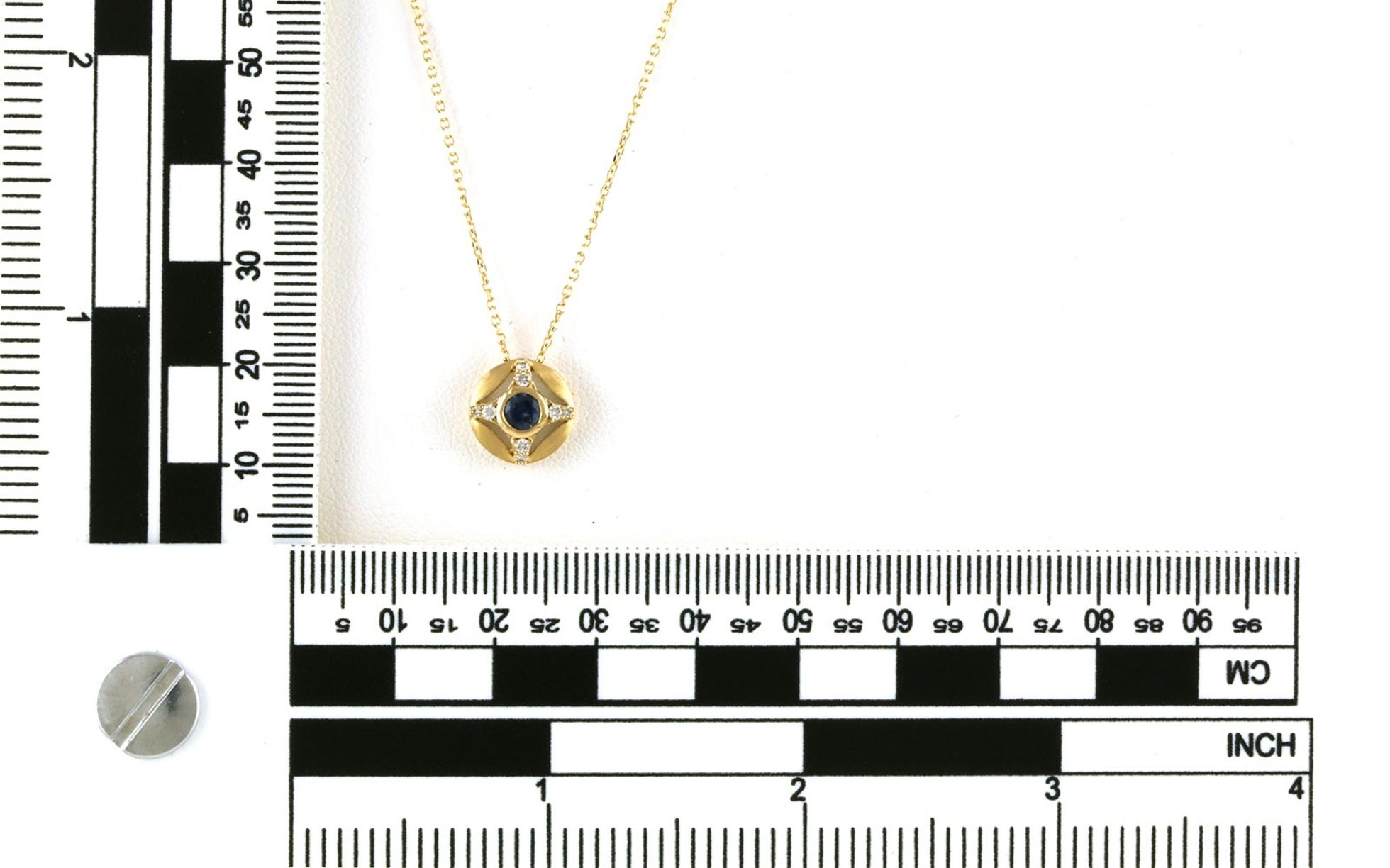 4-Point Star Bezel-set Montana Sapphire and Diamond Necklace with Satin Finish in Yellow Gold (0.38cts TWT) scale