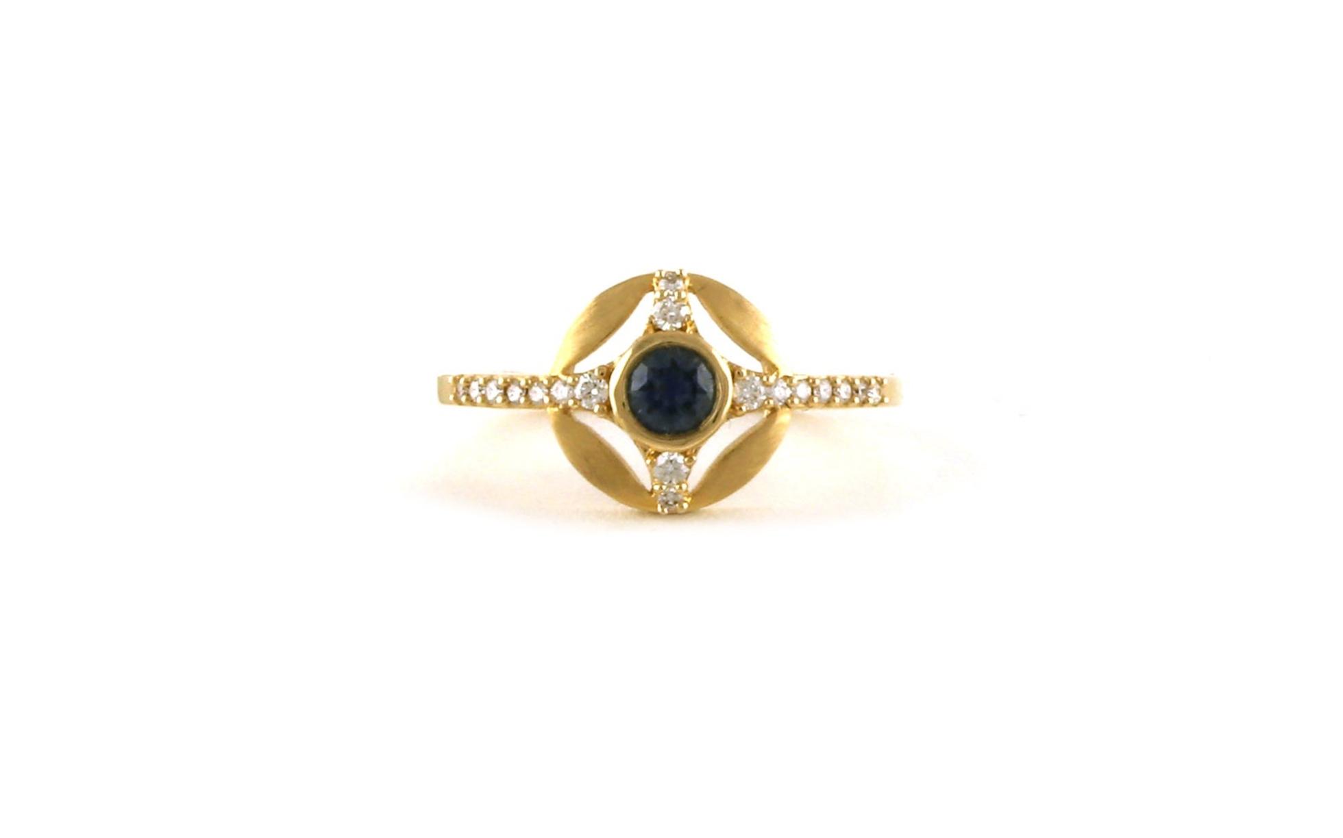 4-Point Star Bezel-set Montana Sapphire and Diamond Ring with Satin Finish in Yellow Gold (0.44cts TWT)