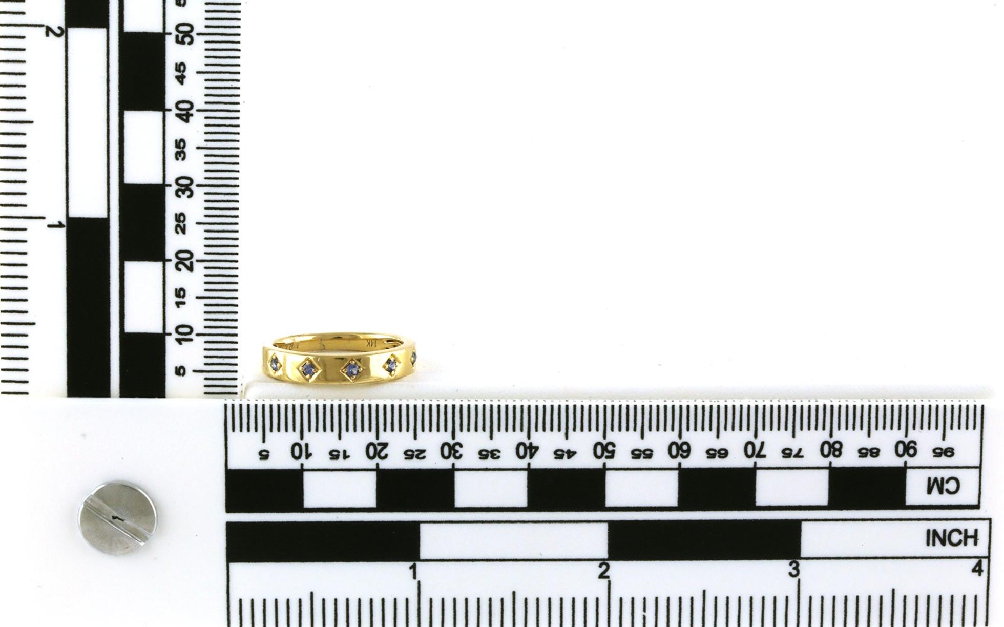 5-Stone Montana Yogo Sapphire Ring in Yellow Gold (0.13cts TWT) scale