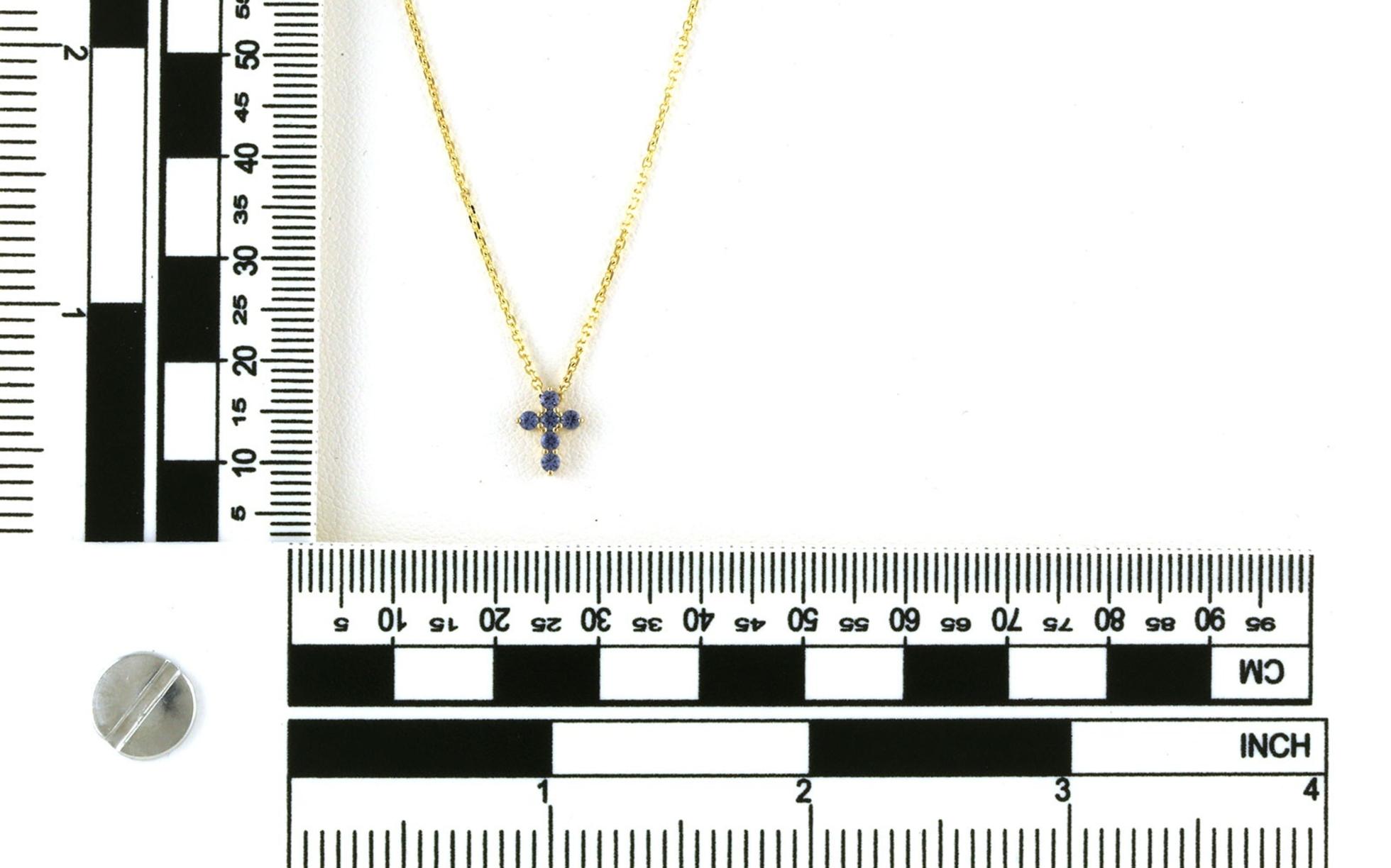 6-Stone Montana Yogo Sapphire Cross Necklace in Yellow Gold (0.24cts TWT) scale