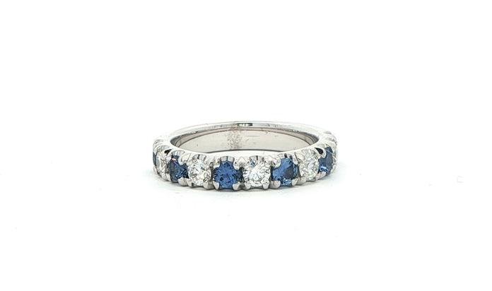 content/products/11-Stone Alternating Montana Yogo Sapphire and Diamond Ring in White Gold (1.30cts TWT)